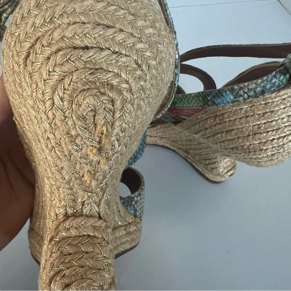 Paloma Barcelo Snakeskin 4” Funky Shape Espadrille‎ Wedge Strap Sandals size 10 - Picture 16 of 16